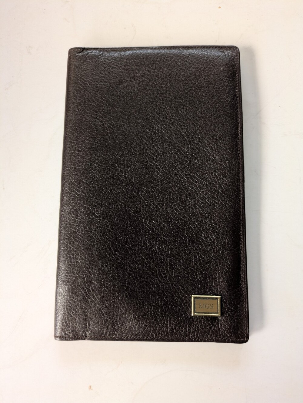 MGS Brown Leather Passport Wallet with Gold MGS Plate Logo